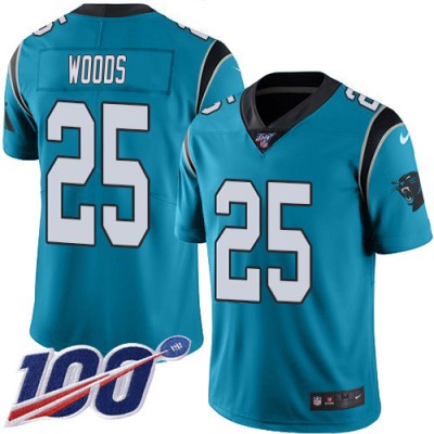 Nike Carolina Panthers #25 Xavier Woods Blue Alternate Men's Stitched NFL 100th Season Vapor Untouchable Limited Jersey